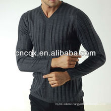 13STC5582 latest design pullover V-neck mens cable knit sweater